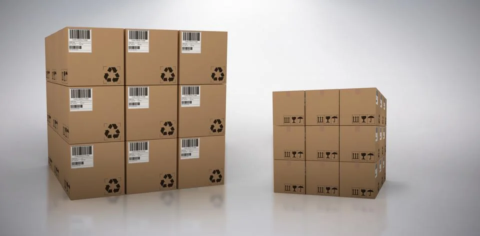 Composite image of computer generated image of cardboard boxes 스톡 일러스트