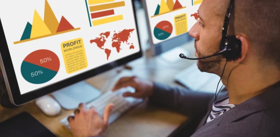 Composite image of computer generated image of business presentation Stock Photos