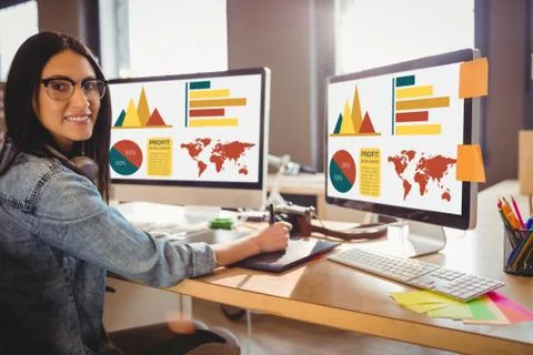 Composite image of computer generated image of business presentation Stock-Fotos