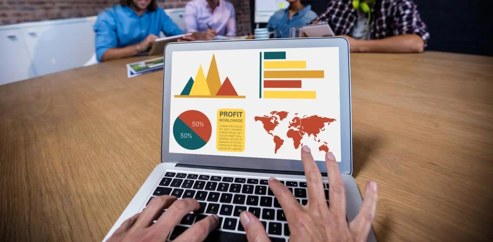 Composite image of computer generated image of business presentation Stock Photos