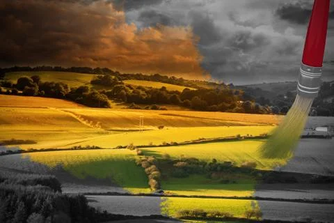 Composite image of computer generated image of red paintbrush Stock Photos
