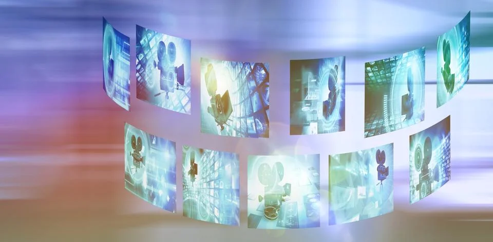 Composite image of computer generated image of various device screens Stock Photos