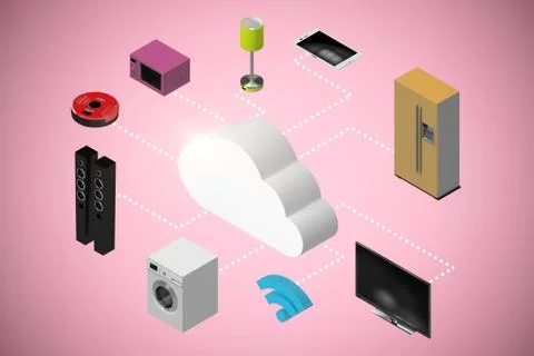 Composite image of computer graphic image of appliances 3d Illustrazione stock