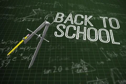 Composite image of computer graphic image of drawing compass with pencil 스톡 일러스트