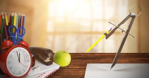 Composite image of computer graphic image of drawing compass with pencil 스톡 일러스트