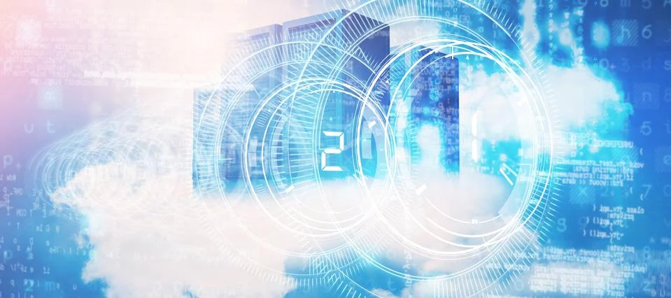 Composite image of computer graphic image of lens interface Stock Illustration