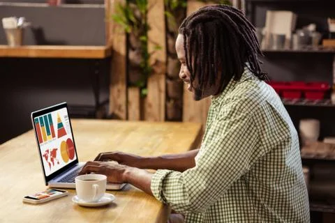 Composite image of computer graphic image of business presentation with charts 库存照片