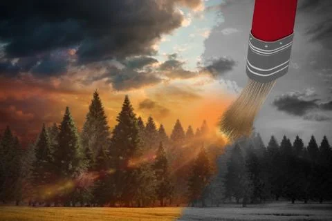 Composite image of computer graphic image of red paintbrush Foto stock