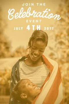 Composite image of computer graphic image of independence day message Foto stock