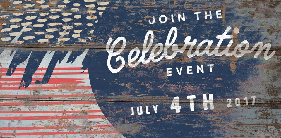 Composite image of computer graphic image of independence day message 写真素材