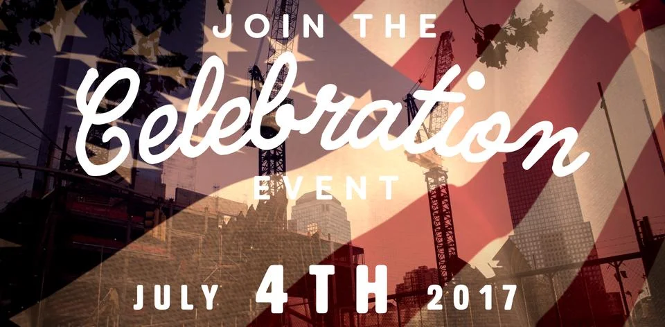 Composite image of computer graphic image of independence day message 写真素材