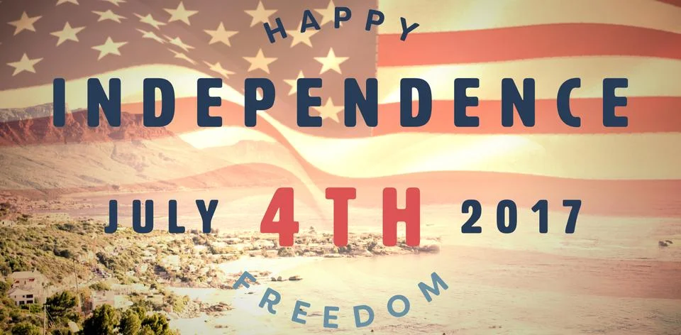 Composite image of computer graphic image of happy 4th of july text 写真素材