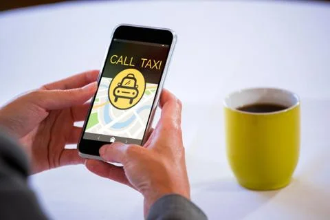 Composite image of computer icon of taxi with text on map Stock Photos