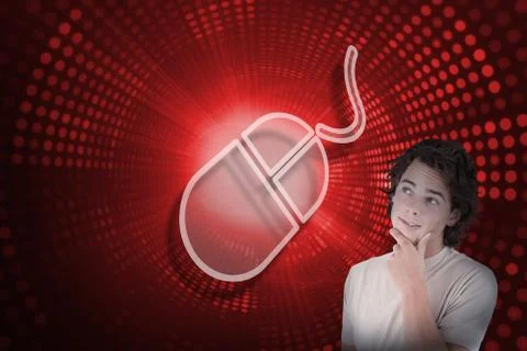 Composite image of computer mouse and casual thinking man Stock Illustration