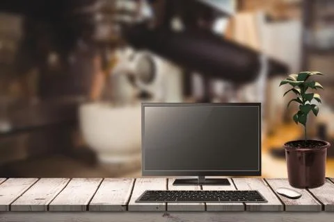 Composite image of a computer over a desk Stock Illustration