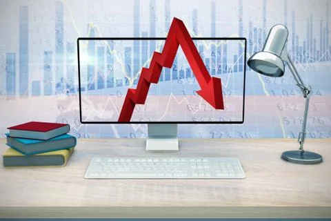 Composite image of a computer over a desk Stock Illustration