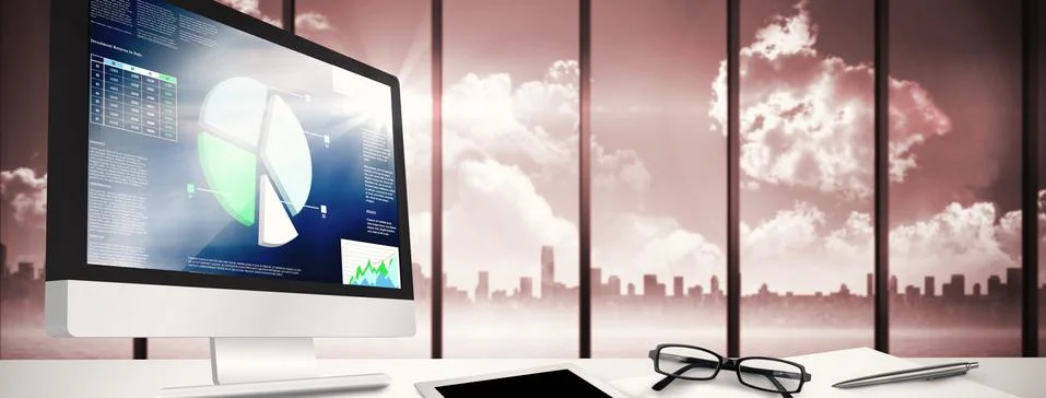 Composite image of computer screen Illustrazione stock