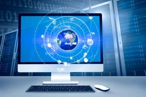 Composite image of computer screen Illustrazione stock