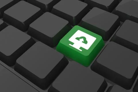 Composite image of computer screen on key Illustrazione stock