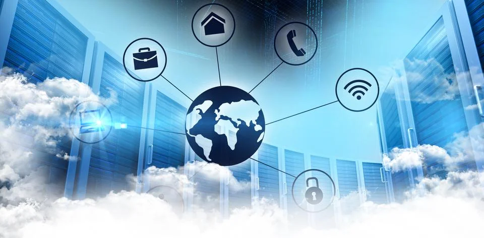 Composite image of connected world 스톡 일러스트