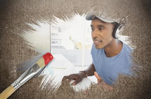 Composite image of cool designer at work Illustrazione stock