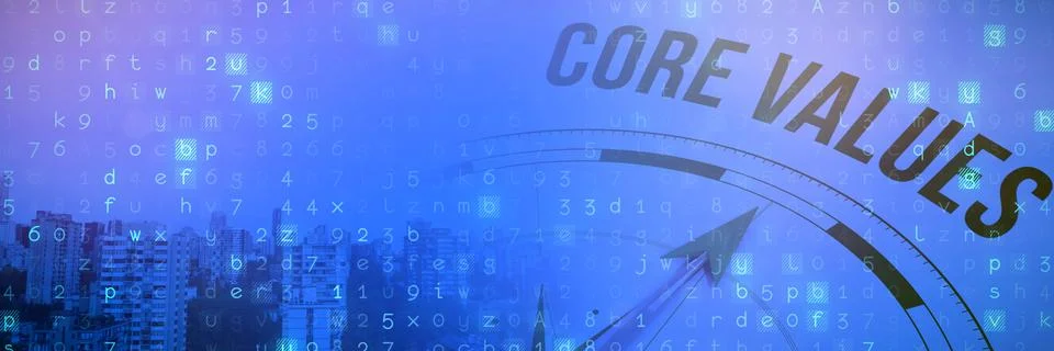 Composite image of core values against compass Stock Illustration