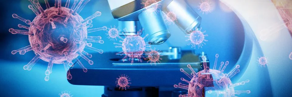 Composite image of coronavirus on white background. Testing for Coronavirus Stock Photos