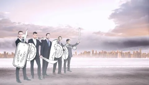 Composite image of corporate army Ilustración de archivo