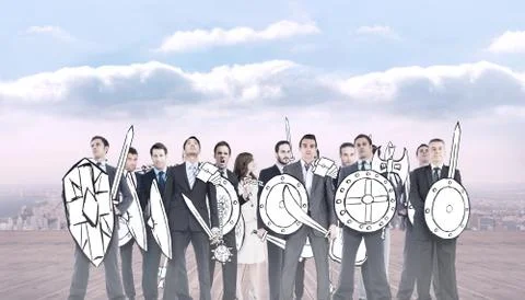 Composite image of corporate army Ilustración de archivo