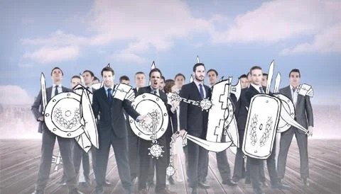 Composite image of corporate army Ilustración de archivo