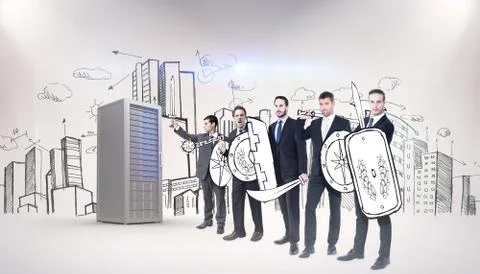 Composite image of corporate army Ilustración de archivo