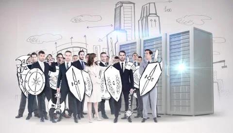 Composite image of corporate army Ilustración de archivo