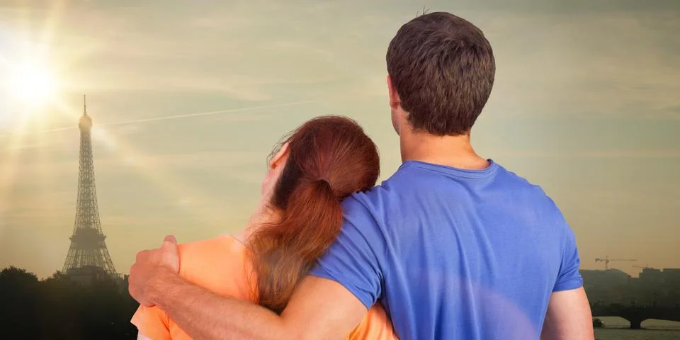 Composite image of couple with backs to camera Stock Photos
