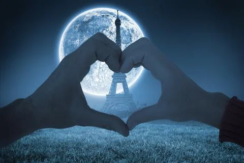 Composite image of couple making heart shape with hands Stock Illustration