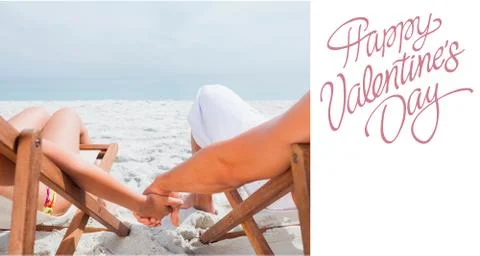 Composite image of couple resting on deck chairs Illustrazione stock