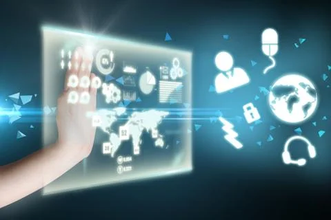 Composite image of cropped hand gesturing 3d Stock Photos