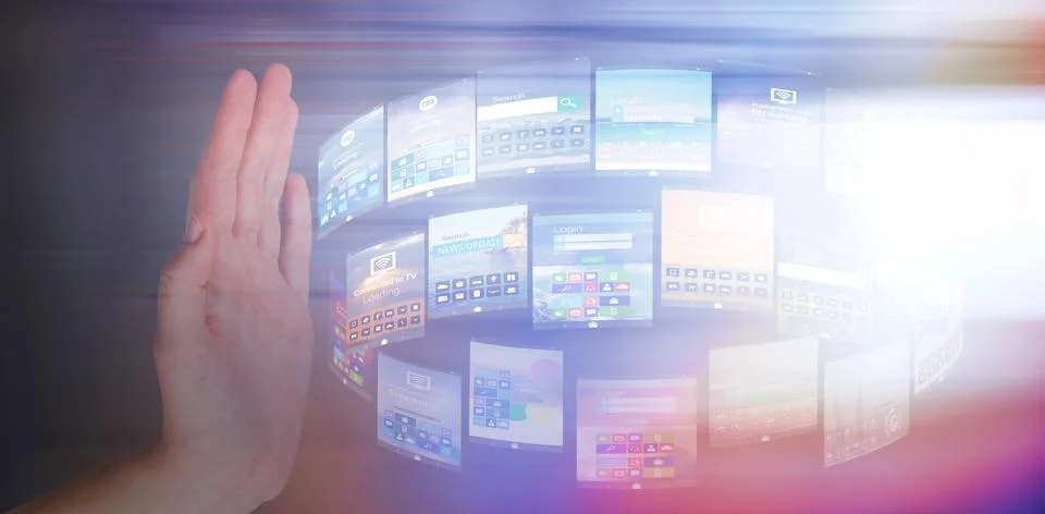 Composite image of cropped hand gesturing Stock Photos