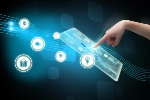 Composite image of cropped hand pointing 3d Stock Photos