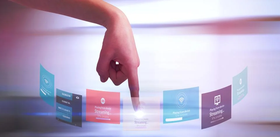 Composite image of cropped hand pointing Stock Photos