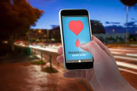 Composite image of cropped hand using mobile phone Stock Photos