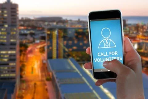 Composite image of cropped image of hand holding smart phone Stock Photos