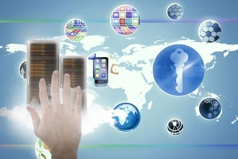 Composite image of cropped image of man gesturing against invisible screen 3D Stock Illustration