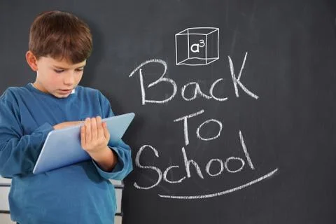 Composite image of cute boy using tablet Stock Illustration