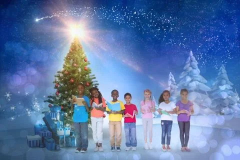 Composite image of cute children smiling at camera Stock Illustration