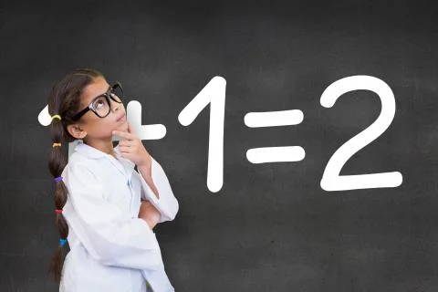 Composite image of cute pupil dressed up as scientist 스톡 일러스트