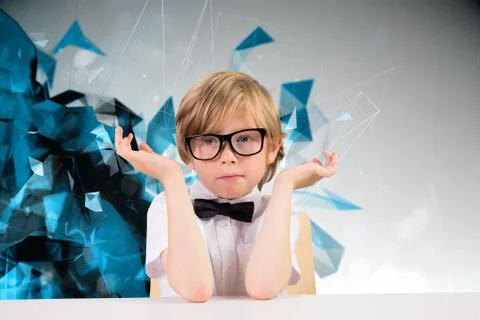 Composite image of cute pupil looking confused Stockfoto's