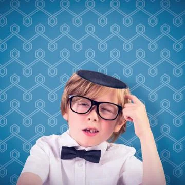 Composite image of cute pupil thinking Foto stock