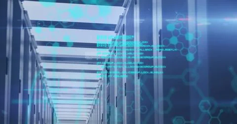 Composite image of data processing against computer server room Stock-Illustration