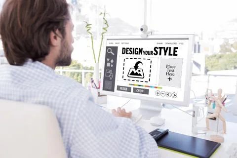 Composite image of desinger working on his computer Stock Photos