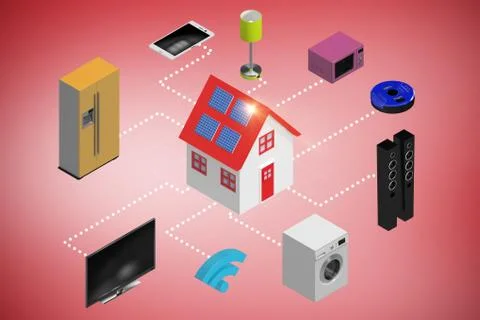Composite image of digital composite image of icons 3d Stock Illustration